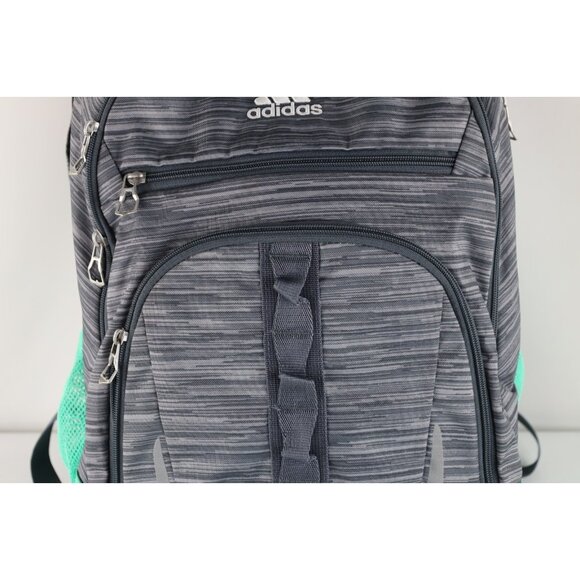 Vintage Adidas Spell Out Striped Loadspring Backpack Book Bag Carry On Gray Teal main image 9